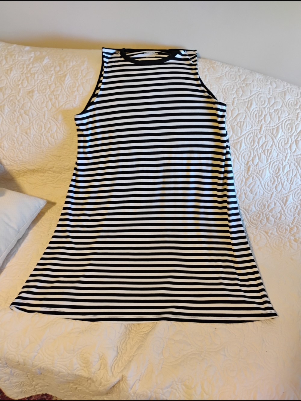 Time and Tru Black and White Striped Knit Dress